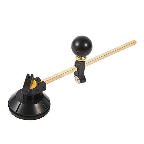 40 cm Cortador de Vidrio, compás de 6 Ruedas Cortador de Corte Circular con Mango de Madera y círculo de Ventosa