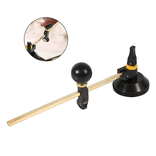 40 cm Cortador de Vidrio, compás de 6 Ruedas Cortador de Corte Circular con Mango de Madera y círculo de Ventosa