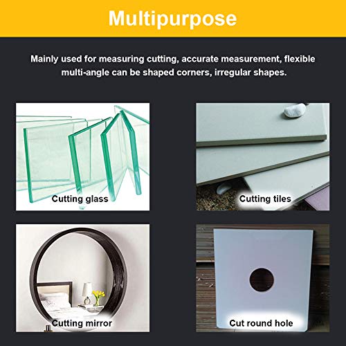 40 cm Cortador de Vidrio, compás de 6 Ruedas Cortador de Corte Circular con Mango de Madera y círculo de Ventosa