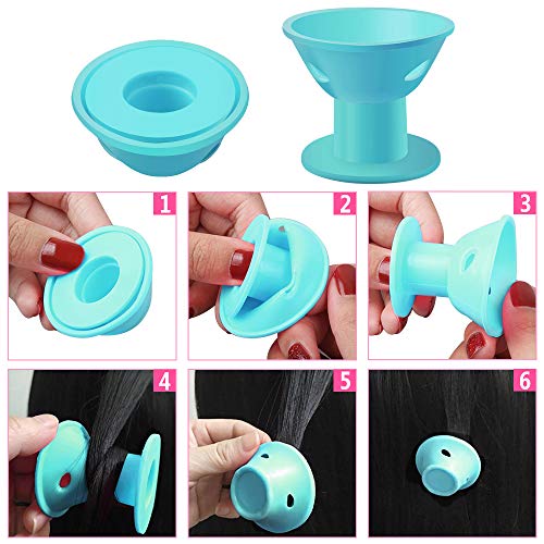 40 Unids Pelo Silicona Rodillo de Azul, Rizadores para el cabello Rulos para el Pelo suave Silicona Sin calor Sin clip Cuidado Herramientas bricolaje para el cabello largo (20 grandes y 20 pequeños)