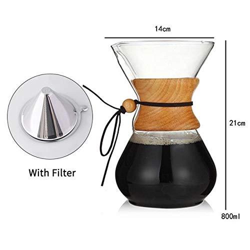 400ml 600ml 800ml cafetera de vidrio resistente cafetera cafetera espresso con olla de filtro de acero inoxidable - Pack: 400ml