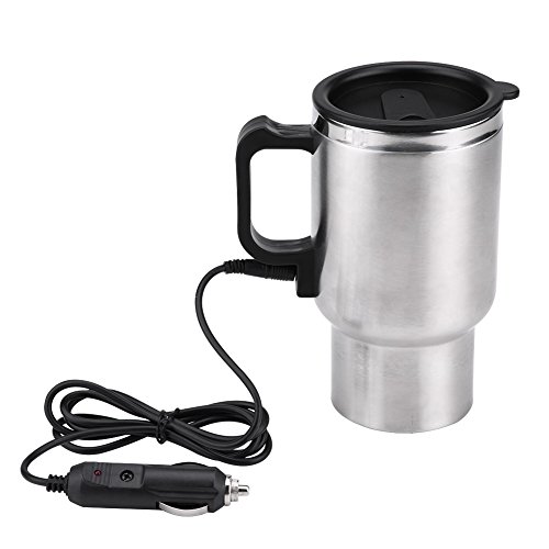 450 ml 12V Acero inoxidable Coche eléctrico Taza Viaje Calentador eléctrico Termo Enchufe Hervidores Hervidor Coche Taza de café Calentador con adaptador