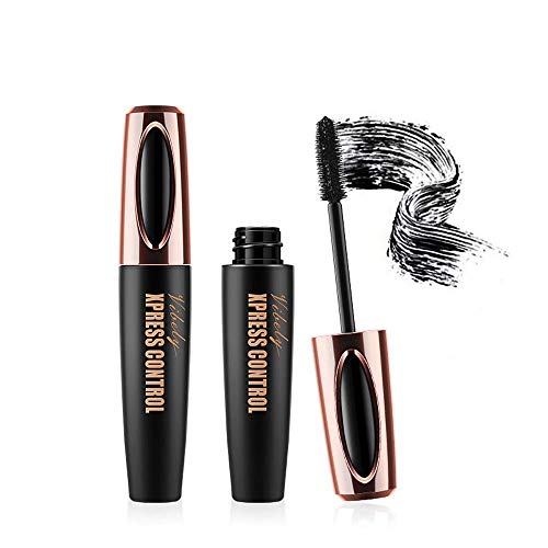 4D Silk Fiber Lash Mascara Impermeable, Lujosamente más largas, más gruesas, Pestañas voluminosas, Larga duración, Extensión dramática, A prueba de manchas, Fórmula hipoalergénica por Kailisen (Negro)