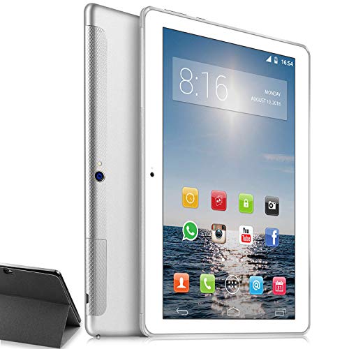 4G LTE Tablet 10 Pulgadas HD - TOSICDO Android 9.0 Certificado por Google GMS,Quad Core,64GM ROM,4GB RAM,Doble Altavoz Estéreo,WiFi/Bluetooth/GPS/OTG - Plata