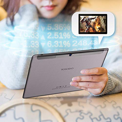 4G LTE Tablet 10 Pulgadas HD - TOSICDO Android 9.0 ,Quad Core,64GM ROM,4GB RAM,Doble Altavoz Estéreo,WiFi/Bluetooth/GPS/OTG - Negro