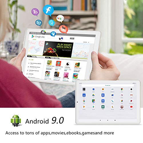 4G LTE Tablet 10 Pulgadas YOTOPT - Android 9.0, 4GB RAM y 64GB ROM, GPS/Bluetooth/WiFi Soporte (Oro)