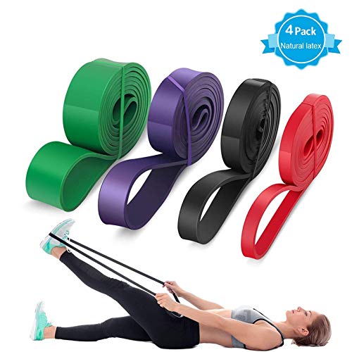 4pcs Bandas Elásticas de Fitness,Bandas de Resistencia Pull Up Ejercicio formación,Premium Latex Natural,para Fisioterapia y Entrenamiento en Hogar de Fuerza Muscular, Culturismo, Yoga, Pilates,Adulto