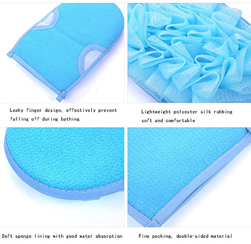 4Pcs Guantes exfoliantes de doble cara Guantes de baño, guantes de ducha para el cuerpo, para la cara del cuerpo Exfoliante de manopla para una limpieza profunda y una piel de aspecto saludable