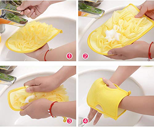 4Pcs Guantes exfoliantes de doble cara Guantes de baño, guantes de ducha para el cuerpo, para la cara del cuerpo Exfoliante de manopla para una limpieza profunda y una piel de aspecto saludable