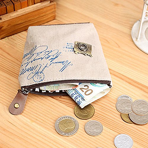 4pcs Mini Monedero Pequeño Cartera Bolsa de Tela Lino Arpillera para Moneda Efectivo Tarjeta Llaves (4 estilos 10x3x8cm)