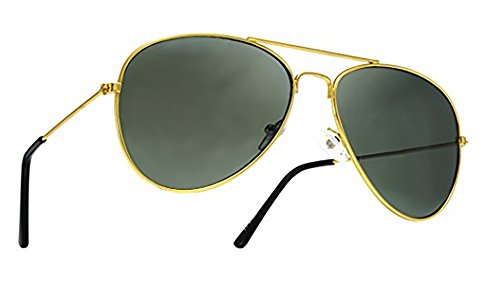 4sold - Gafas de sol tipo aviador, diseño años 70, unisex, montura metálica y cristales de espejo, protección contra rayos UV 400 - Talla única, hombre Mujer, aviator gold brown, talla única