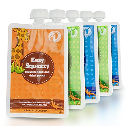 5 Bolsa de Comida para Bebé, 170ml - Recipiente Reutilizable a Prueba de Derrames - Adecuado para Bebés y Niños de Todas las Edades - Destete, Conservar y Almacenar Alimentos, Bebidas|Sin BPA