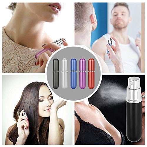 5 botellas de perfume de PCS, atomizador de perfume recargable Mini botellas de perfume Fragancia de viaje Botella de spray vacía, cabe en su bolso, bolsillo o equipaje, 5ML