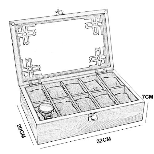 5 Caja de reloj de madera wellery Display rabia ase lass Tapa bandeja pulsera con cierre de metal KLE y 6 Eliminación S DDLS (Color : 2)