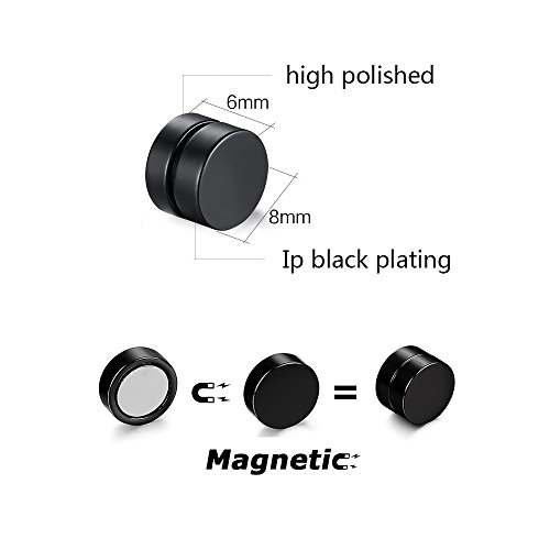 5 Pares Acero Inoxidable Pendientes Magnéticos Iman Hombres Mujer Unisex Falso Pendientes aros plata tous Redondos Sin Agujero Piercing 8mm