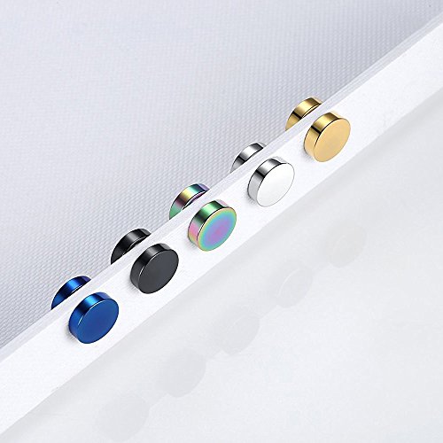 5 Pares Acero Inoxidable Pendientes Magnéticos Iman Hombres Mujer Unisex Falso Pendientes aros plata tous Redondos Sin Agujero Piercing 8mm
