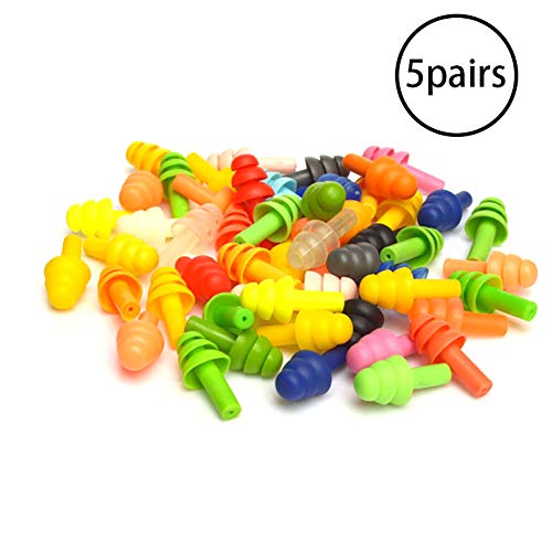 5 pares de silicona natación tapones para los oídos cómodos tapones de oído para nadar aprendizaje audición protección conciertos aviones tiros