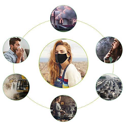 5 piezas con 10 piezas PM2.5 Filtros Unisex Negro