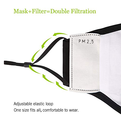 5 piezas con 10 piezas PM2.5 Filtros Unisex Negro