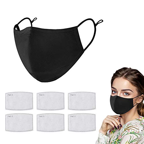 5 piezas con 10 piezas PM2.5 Filtros Unisex Negro