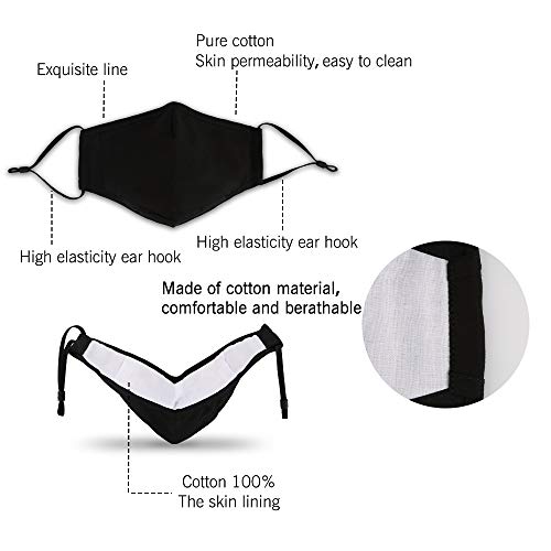 5 piezas con 10 piezas PM2.5 Filtros Unisex Negro