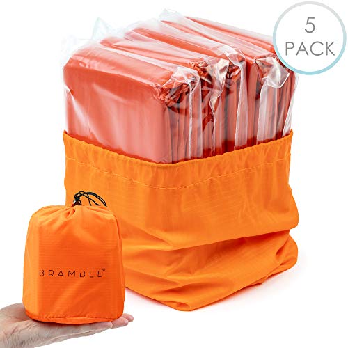 5 Premium Saco de Dormir de Emergencia - Sacos de Vivac, Supervivencia Impermeable Manta - Aislamiento Térmico – Alta Visibilidad, Portátil, Ligero y Resistente| Camping Al Aire Libre Senderismo.