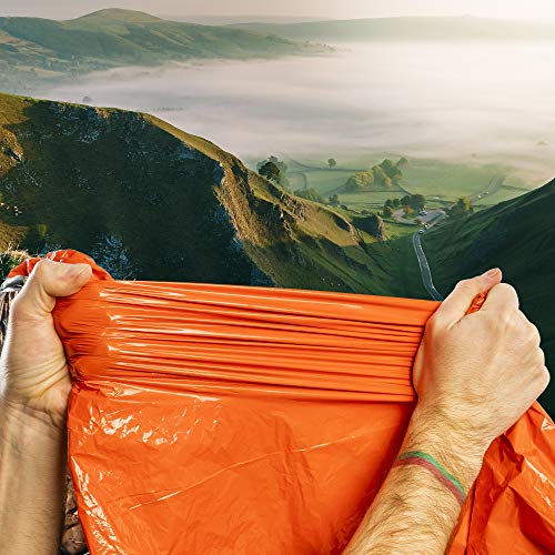 5 Premium Saco de Dormir de Emergencia - Sacos de Vivac, Supervivencia Impermeable Manta - Aislamiento Térmico – Alta Visibilidad, Portátil, Ligero y Resistente| Camping Al Aire Libre Senderismo.