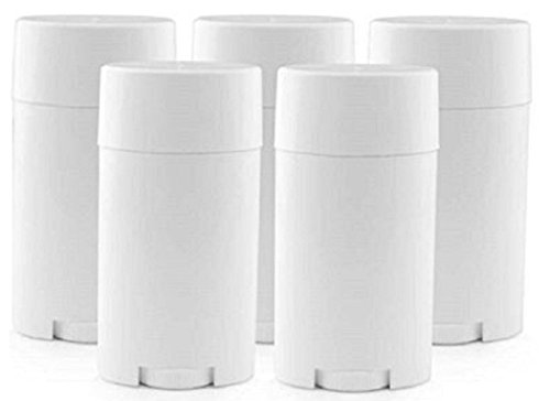 5 recipientes vacíos de plástico de 15 ml con tapa, color blanco, para desodorante, bálsamo labial, etc.