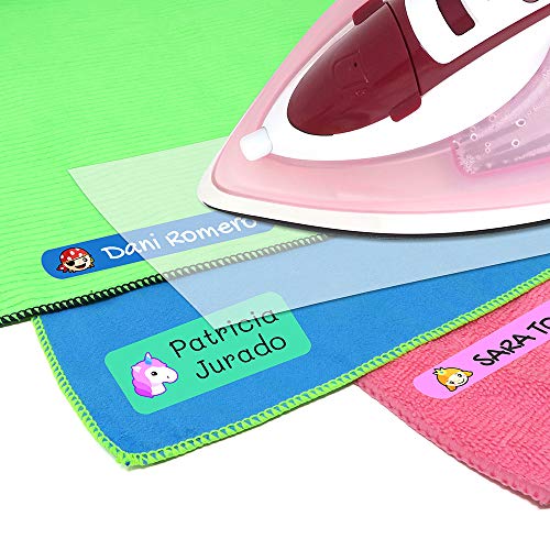 50 Etiquetas Termoadhesivas Personalizadas, de 6 x 1 cms, para marcar la ropa. Color Blanco (Para Planchar)