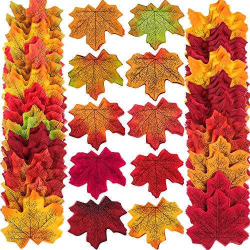 500 Piezas 10 Colores Variados Hojas de Arce de Otoño de Seda Falsa Hojas Artificiales de Otoño para Boda, Eventos y Decoración