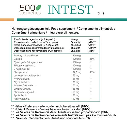 500Cosmetics Intest- Cápsulas Naturales para Prevenir y Evitar las Hemorroides - Mejora la Circulación y Combate el Estreñimiento - Para Hombre y Mujer.