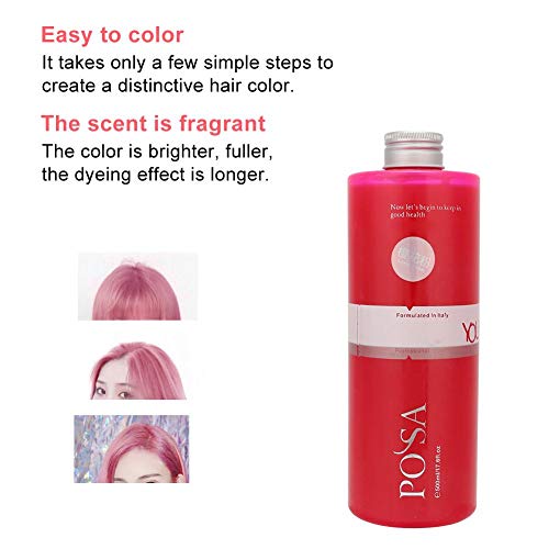 500ml Crema de tinte capilar rosa de larga duración, Crema de color de cabello semipermanente suave Herramienta de color de peluquería para salones profesionales y uso doméstico(500ml)