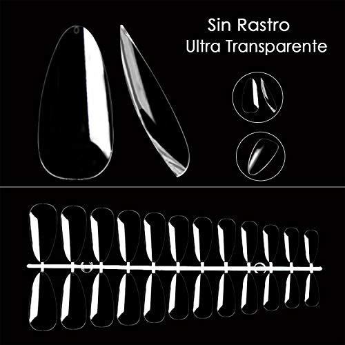 504 Piezas Uñas Postizas de Almendra Uñas de Punta Altamente Transparente Reconstrucción Belleza y Bricolaje Nail Art (10 Tamaños)