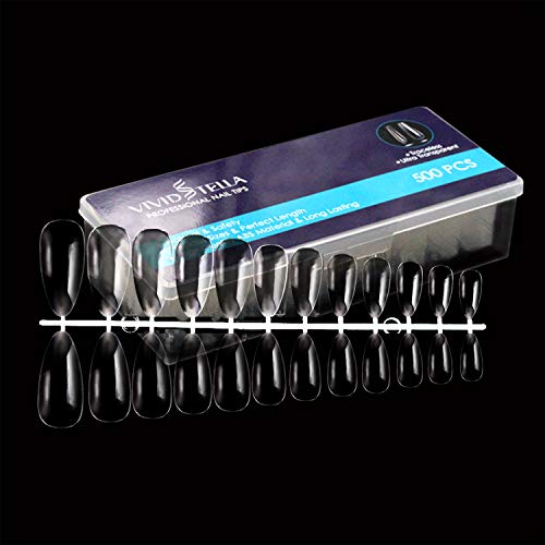 504 Piezas Uñas Postizas de Almendra Uñas de Punta Altamente Transparente Reconstrucción Belleza y Bricolaje Nail Art (10 Tamaños)