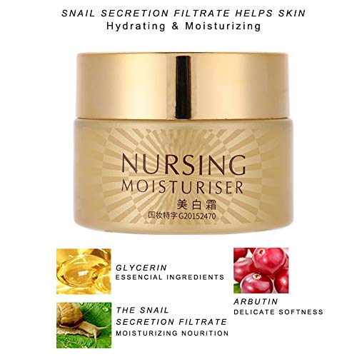 50g Crema Facial, Hidratante Hidratante Blanqueamiento Facial Caracol Serum Repair Crema Reafirmante para la Piel Antienvejecimiento y Arrugas para el Cuidado Diario de la Piel del Rostro