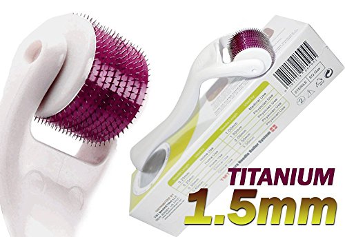 (540 agujas) TMT blanco Micro sistema de rodillos de aguja de titanio para las arrugas, Scar, acné, celulitis tratamiento (más eficaz que Regular 192 Agujas Derma rodillos) – 1,5 mm