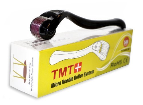 (540 agujas) TMT negro Micro sistema de rodillos de aguja de titanio para las arrugas, Scar, acné, celulitis tratamiento (más eficaz que Regular 192 Agujas Derma Rollers) (0.25 mm)