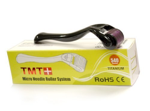 (540 agujas) TMT negro Micro sistema de rodillos de aguja de titanio para las arrugas, Scar, acné, celulitis tratamiento (más eficaz que Regular 192 Agujas Derma Rollers) (0.25 mm)