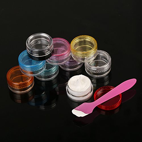 54pcs de Envases cosméticos de LANMOK con 3pcs raspador de colores varios, plástico, portátil para llenar Productos de cuidado de la piel, cosmético
