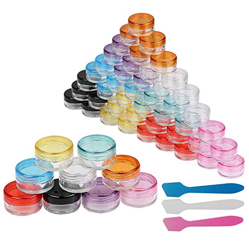 54pcs de Envases cosméticos de LANMOK con 3pcs raspador de colores varios, plástico, portátil para llenar Productos de cuidado de la piel, cosmético