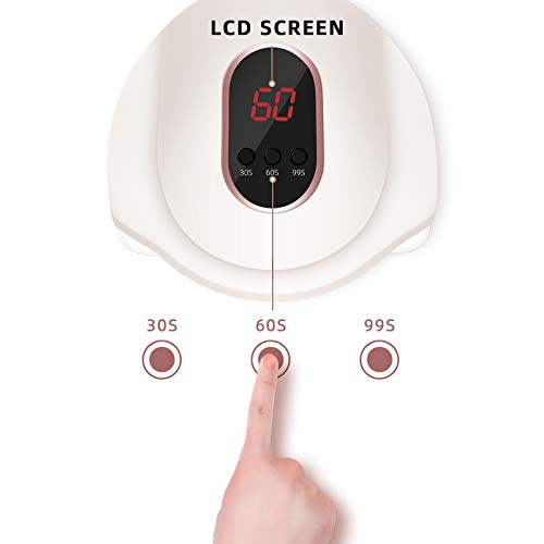 54W Lámpara Secadora de Uñas,LED/UV para Esmalte Uñas de Gel,3 modos para tiempo con Pantalla LCD para Manicura/Pedicure Nail Art en el Hogar y el Salón(Blanco)