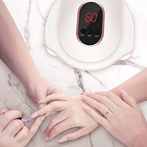 54W Lámpara Secadora de Uñas,LED/UV para Esmalte Uñas de Gel,3 modos para tiempo con Pantalla LCD para Manicura/Pedicure Nail Art en el Hogar y el Salón(Blanco)
