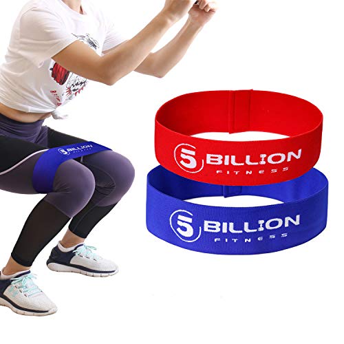 5BILLION Bandas Antideslizantes de Resistencia Ejercicios – Ejercicios Glúteos de Piernas y Caderas - Banda Elástica Circle para Activación de Gluteos, Hombres y Mujeres (Rojo + Azul)