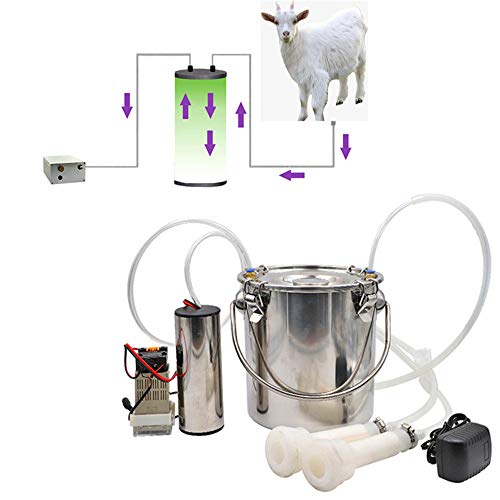 5L Ordeñadora eléctrica portátil,Ordeñadora de acero inoxidable,Ordeñadora de vaca cabra,Extractor de leche de gran capacidad, con pulso,Micro bomba de vacio,Forro de silicona 220V,goat/sheep