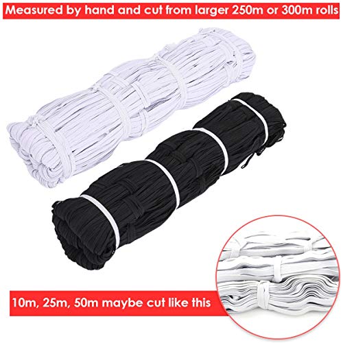 5mm Ancho Blanco Elástico Cinta Para Costura Y Manualidades - Carrete De Elástico Plano Banda Para Ropa - Elástico Cable Para Faldas Y Pantalones Pretinas - Blanco, 25 Metres