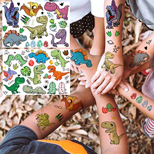 6 Hojas COKTAK 3D Dinosaurio Tatuajes Temporales Niños Fiesta Favor Decoración Cumpleaños Pequenos Tatuaje Temporal Niñas Mujer Pegatinas Temporales Cara Brazo Mano DIY T-REX Kits De Tatuajes Falsos