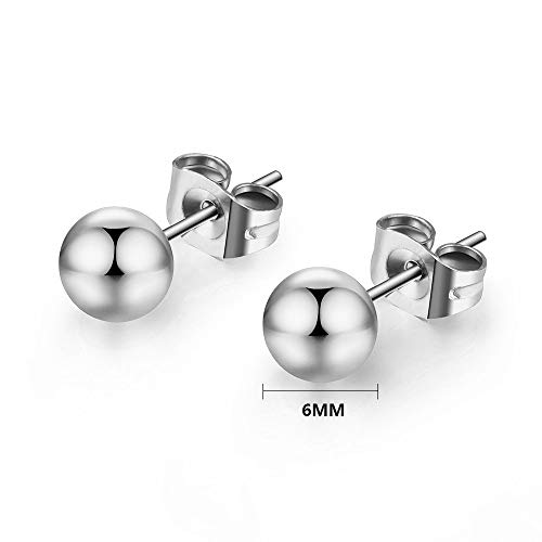 6 Pares Acero Inoxidable Pendientes Aros Hombre Mujer Niña Plata, Pendientes Cruz Hombre, Pendientes Hombre Aro Circonita, Pendientes Mujer Plata Pequeños, Aretes para Hombre Mujer Redondos Piercing