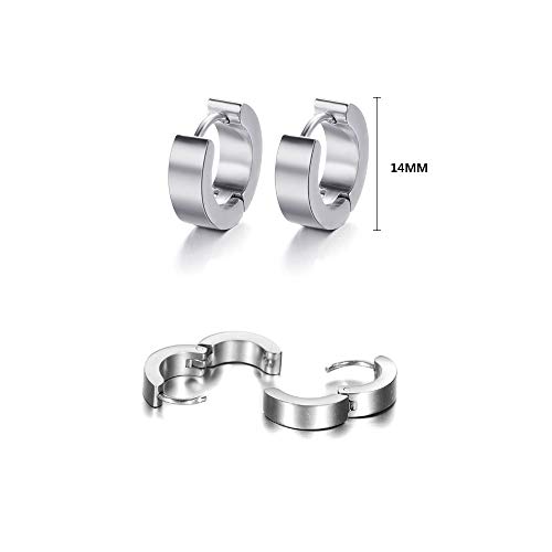 6 Pares Acero Inoxidable Pendientes Aros Hombre Mujer Niña Plata, Pendientes Cruz Hombre, Pendientes Hombre Aro Circonita, Pendientes Mujer Plata Pequeños, Aretes para Hombre Mujer Redondos Piercing