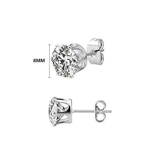 6 Pares Acero Inoxidable Pendientes Aros Hombre Mujer Niña Plata, Pendientes Cruz Hombre, Pendientes Hombre Aro Circonita, Pendientes Mujer Plata Pequeños, Aretes para Hombre Mujer Redondos Piercing