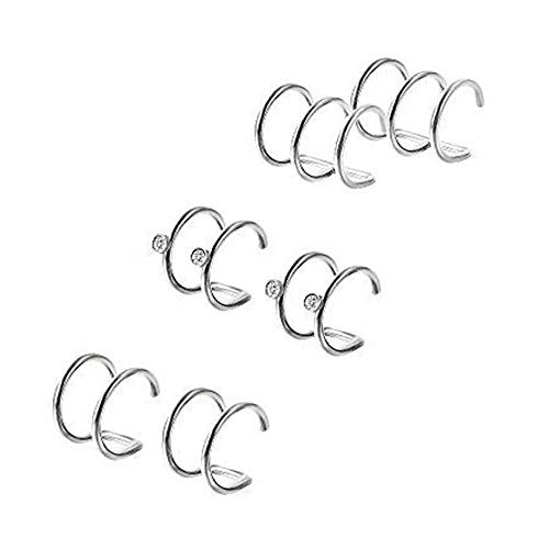 6 pares de acero inoxidable clips para las orejas para no Piercing Pendientes del aro abofetea cartílago del oído del perno prisionero de Hombres Mujeres